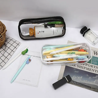 Vente en gros Trousse à crayons transparente en PVC imprimée sur mesure avec fermeture éclair Trousse à crayons transparente de grande capacité Sac pochette pour l'école et le bureau