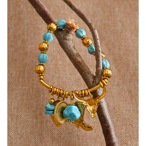 JINYOU 4032 - Brazalete Geométrico de Acero Inoxidable Estilo Europeo con <span class=keywords><strong>Turquesa</strong></span> <span class=keywords><strong>Natural</strong></span>, Brazalete Hecho a Mano con Cuentas - Product Image 4