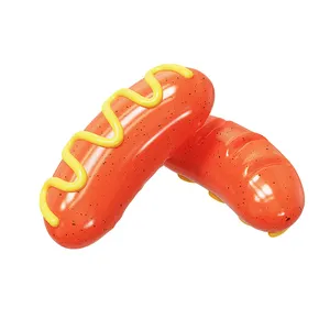 Yüksek kaliteli gıcırtılı çiğneme taşlama sopa isırmaya dayanıklı Hot Dog sosis köpek oyuncaklar