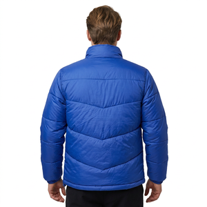 Veste en polyester matelassée bleue pour homme, fermeture éclair, coupe-vent, imperméable, vêtements de travail, logo personnalisé, uniforme - Product Image 2