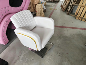 Silla de Peluquería de Cuero Verde <span class=keywords><strong>Menta</strong></span> de Alta Gama, Moderna, con Altura Ajustable Hidráulica y Reposapiés - Product Image 5