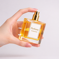 Vente en gros de flacons de parfum vides carrés de 50 ml et 100 ml avec bouchon magnétique noir, fond épais, flacon en verre transparent pour boîte cadeau