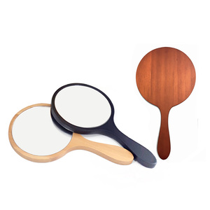 Wooden Hand <b>Mirror</b> With Smooth Polished Surface Natural Wood <b>Makeup</b> <b>Mirror</b> <b>For</b> Elegant Grooming - Product Image 3