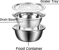 Bassin multifonctionnel en acier inoxydable avec râpe