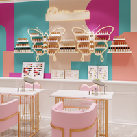 Meuble de salon en fer forgé en forme de papillon, étagère murale pour manucure, support mural en or nano, présentoir pour vernis à ongles