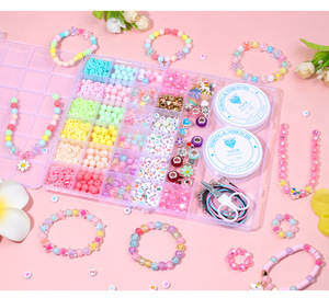 Wholesale Girls Jewelry Making <b>Kit</b> with Storage Box <b>DIY</b> Bracelet Necklace Set Non Toxic Beads and Charms Gift - Product Image 5