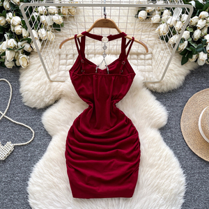 Mini abito elegante e alla moda senza maniche per le donne Mini abito Sexy aderente nero per locali notturni - Product Image 6