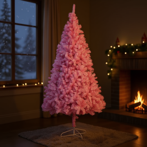 FCH Arbre de Noël artificiel rose de 2,1 m en PVC avec base, léger, facile à installer, pour usage intérieur D0100XUDPPY - Product Image 2