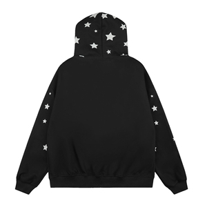 American Style Retro Star Printed Hooded <b>Fur</b> Collar Sweatshirt Jacket Men's and Women's Autumn Loose Casual <b>Top</b> - Product Image 3