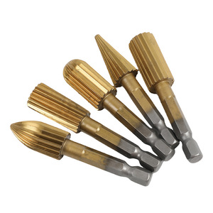 Juego de 5 limas rotatorias de acero de alta velocidad con vástago hexagonal de 6.3 mm, herramientas industriales cónicas para pulido - Product Image 2