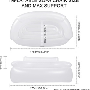 Canapé gonflable 2 places en PVC avec lumières LED et pompe électrique, chaise longue gonflable illuminée - Product Image 3