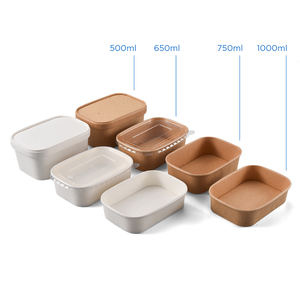 Cuenco Rectangular de Papel Kraft para ensalada, Rectangular, con tapa - Product Image 1