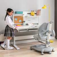 Ensemble Chaise et Bureau Ergonomique Blanc Moderne pour Enfants, Réglable en Hauteur, en Bois/Métal, Idéal pour la Maison, le Bureau et le Salon