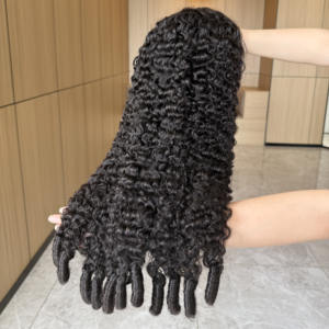 Toptan ham birmanya kıvırcık insan saçı dantel peruk 250% yoğunluk işlenmemiş insan saçı önceden koparılmış 13*4 şeffaf dantel ön peruk - Product Image 3