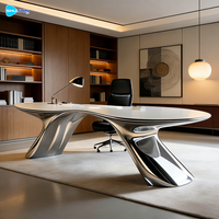 Étagère à livres en acier inoxydable, miroir de style moderne poli, sculpture abstraite en acier inoxydable personnalisée, table