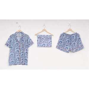 Pijamas de Otoño Casuales y Transpirables de Satén 100% Algodón con Estampado Floral para Mujer, Conjunto de 2 Piezas, Cintura Elástica Suave, Pantalones Cortos con Botones - Product Image 3