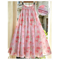 Rok Panjang Wanita Motif Bunga Musim Panas Terbaru, Model Empire Waistline A-line, Sporty Stylish Elegan, Grosir Kustomisasi