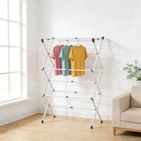 Séchoir à linge vertical à 3 niveaux, pliable, avec structure en fer et connecteurs en PP, gain de place, séchoir à linge portable pour balcon et maison
