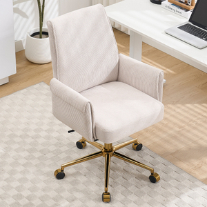Modern Mid-back Liftable Swivel Office <b>Chair</b> Striped Fabric Cushion Back Ergonomically Excellent Choice for Working Studying - Product Image 2