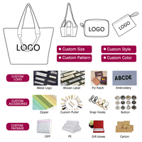 Bolso Tote Tejido para Fin de Semana, MOQ 50, Plazo de Entrega Corto, Logotipo Personalizado, Bolso de Hombro de Gran Capacidad para Viaje