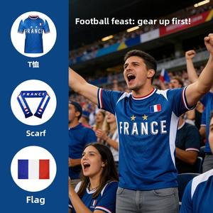 Zimmergifts 2026 pour l'équipe nationale <span class=keywords><strong>de</strong></span> <span class=keywords><strong>France</strong></span> T-<span class=keywords><strong>shirt</strong></span> personnalisé imprimé par sublimation en polyester/coton mélangé Football - Product Image 1