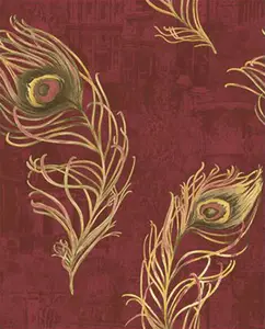 Rollo de papel de pared de pvc, pintura decorativa de lujo con plumas de pavo real y Fénix