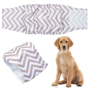 Petop <span class=keywords><strong>Couches</strong></span> lavables réutilisables pour chiens mâles et femelles avec protection anti-fuite et ajustables, bleu et blanc - Product Image 4