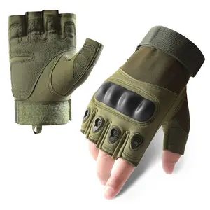 Jinteng Anti-slip Khaki Black Outdoor Riding Sports Half Finger Hiking Hunting And Camping Accessories Nylon Tactical Gloves