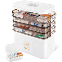 Boîte de rangement pour médicaments épaissie, organiseur de pilules portable avec tiroirs et compartiments pour la maison et les voyages