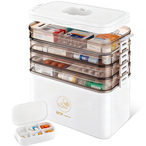 Boîte de rangement pour médicaments épaissie, organiseur de pilules portable avec tiroirs et compartiments pour la maison et les voyages - Product Image 2