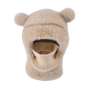 Bonnet d'hiver en peluche avec masque intégré pour enfants Bonnet tricoté chaud et coupe-vent pour la protection des oreilles - Product Image 6