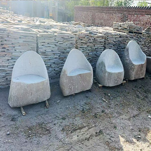 Banc de pierre de jardin en granit Antique Unibody de haute qualité banc sculpté naturel pour l'utilisation de parc galets et galets - Product Image 5