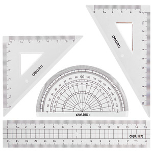 Deli Ruler Set 15cm 4-Piece Transparent Plastic Math Tools Student Use - Product Image 2