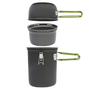 Juego de Ollas y Sartenes Portátiles de Aluminio para Acampar, para 1-2 Personas |   <span class=keywords><strong>Olla</strong></span> Antiadherente de Ebullición Rápida con Asa Plegable - Product Image 2