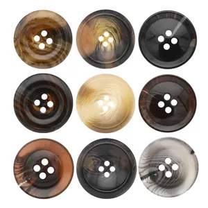 2025 Chất lượng cao của nút áo nhựa Polyester 4 lỗ xuống áo/áo gió màu nâu trắng nút màu đen - Product Image 2