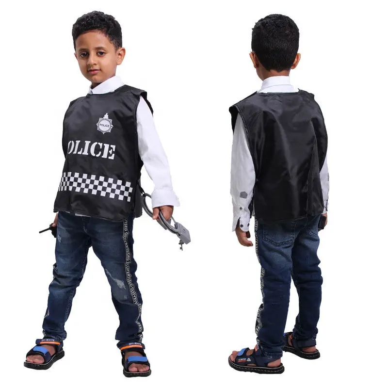 Disfraz de uniforme de policía para niños, traje de actuación de escenario, 001