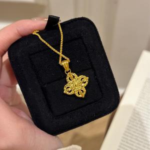 Ensemble de colliers pendentifs en argent sterling S925, artisanat rétro de luxe, incrusté de diamants, pestle, fleur à quatre feuilles, collier de niche de luxe - Product Image 4