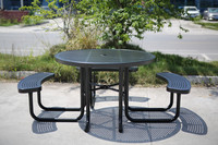 Mesa de pícnic para Discapacitados de acero perforado comercial al aire libre con Banco restaurante fuera del parque mesa de comedor de metal y juego de sillas