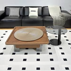 Juego de Mesa de Centro de Madera Maciza Retro Sun Goddess, Color Nogal, Estilo Nórdico, Muebles para Sala de Estar - Product Image 1