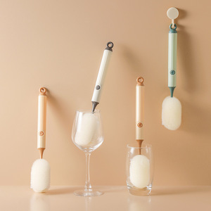 Detachable Sponge Cup <b>Brush</b> Long Handle Soft Hard Dual Use <b>For</b> <b>Cleaning</b> Stains Hanging Storage - Product Image 4