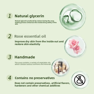 Jabón Artesanal de Flores Frescas con Aceite Esencial de Árbol de Té y Rosa de Yunnan, Limpiador, Suave, Iluminador y Fragante, 100g - Product Image 3