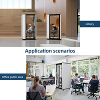 Poste de travail insonorisé avec porte en verre, éclairage LED et panneau acoustique pour étude et réunion