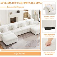Sofá Seccional Modular Plegable Moderno Tipo Nube para Sala de Estar, Sofá Cama con Almacenamiento en Forma de U, Terciopelo, 4 Cojines Lumbares