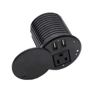 OSWELL Recessed Hidden Mounted Desktop Power Grommet socket Data Outlet with Cover 1 AC Outlets and 2 USB Ports