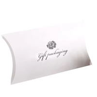 Boîte en carton rigide recyclable personnalisable avec logo argenté en relief, taille sur mesure, design coussin rose, cadre photo, pelliculage mat