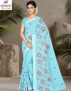 Sari traditionnel en coton doux Ajmera, imprimé, séchage rapide, élégant, tenue ethnique pour femme, idéal pour les fêtes, toutes saisons - Product Image 4