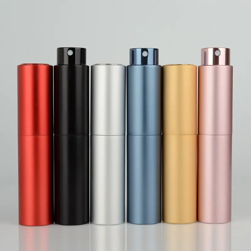 Factory Direct Sale 8ml 10ml White Black Aluminium Empty Refillable Twist Up Perfume Atomizer with Custom Private Label