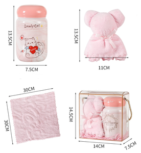 Creative 2pcs Porcelain Hand-painted Sustainable Pink Ceramic Cup Towel Box <b>Set</b> for Women Birthday Wedding Valentine <b>Gift</b> <b>Set</b> - Product Image 6