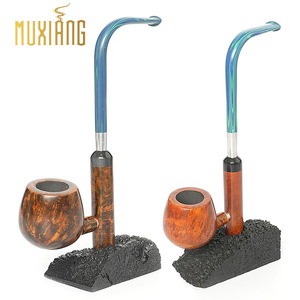Muxiang Knight Briar Pipe 3mm Bowl Stone Base Custom Design Smoking Pipe - Product Image 3