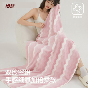 ผ้าเช็ดตัวชูฮุย ผ้าขนหนูคอรัลลายทาง แห้งเร็ว ใช้ในบ้าน - Product Image 1